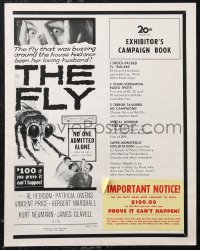 1p0563 FLY pressbook 1958 notice $100 to the first person who proves this movie can't happen!