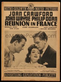1p0608 REUNION IN FRANCE pressbook 1942 John Wayne, Joan Crawford, Dorn, Jules Dassin, ultra rare!