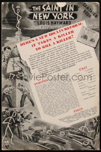 1p0610 SAINT IN NEW YORK pressbook 1938 Louis Hayward as Simon Templar, Cravath art, ultra rare!