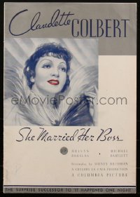 1p0612 SHE MARRIED HER BOSS pressbook 1935 wonderful art of Claudette Colbert w/ red lips, rare!