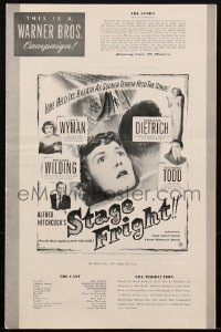 1p0617 STAGE FRIGHT pressbook 1950 Marlene Dietrich, Jane Wyman, directed by Alfred Hitchcock, rare!