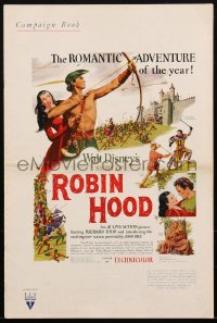 1p0618 STORY OF ROBIN HOOD pressbook 1952 Richard Todd with bow & arrow, Joan Rice, Disney, rare!