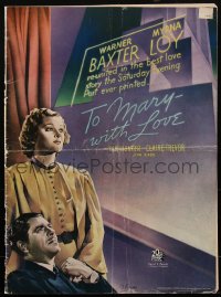 1p0156 TO MARY - WITH LOVE 16x22 pressbook 1936 Shapi art of Myrna Loy & Warner Baxter, ultra rare!