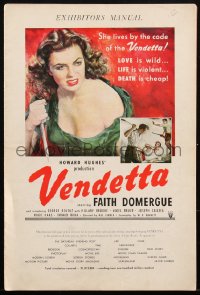 1p0636 VENDETTA pressbook 1950 Howard Hughes, Zamparelli art of sexy bad Faith Domergue, ultra rare!