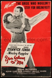 1p0641 YOU BELONG TO ME pressbook 1941 great images of Barbara Stanwyck & Henry Fonda, ultra rare!