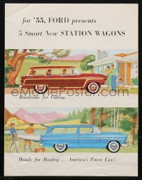1p1160 FORD promo brochure 1955 presenting 5 smart new station wagons, handy for hauling!