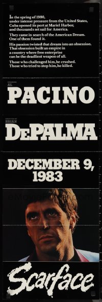 1p1178 SCARFACE promo brochure 1983 Al Pacino, Brian De Palma, Oliver Stone, unfolds to 13x38!
