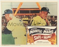 1p0888 SAFE AT HOME 11x14 REPRO lobby card 1980s baseball legends Mickey Mantle & Roger Maris!