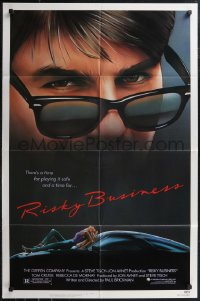 1p1602 RISKY BUSINESS 1sh 1983 classic c/u art of Tom Cruise in cool shades by Drew Struzan!