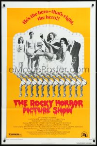 1p1605 ROCKY HORROR PICTURE SHOW style B 1sh 1975 Tim Curry is the hero, wacky cast portrait!
