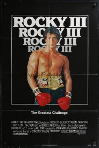 1p1607 ROCKY III 1sh 1982 image of boxer & director Sylvester Stallone with gloves & title belt!