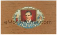 1p1775 RUDOLPH VALENTINO brown 6x9 cigar box label 1920s great images of him with embossed gold foil!