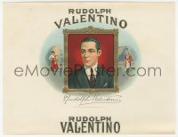 1p1776 RUDOLPH VALENTINO white 7x9 cigar box label 1920s great images of him with embossed gold foil!