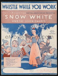 1p1008 SNOW WHITE & THE SEVEN DWARFS sheet music 1937 Disney cartoon classic, Whistle While You Work
