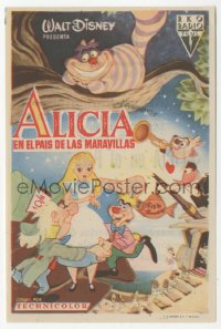 1p1807 ALICE IN WONDERLAND Spanish herald 1954 Walt Disney Lewis Carroll classic, different art!