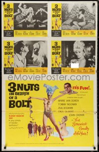 1p1069 3 NUTS IN SEARCH OF A BOLT 28x44 special poster 1964 Mamie Van Doren in tassels & little else!