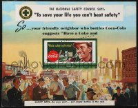 1p0263 COCA-COLA 12x15 special poster 1950s to save your life you can't beat safety, cool art!