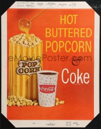 1p0256 COCA-COLA HOT BUTTERED POPCORN & COKE 16x20 advertising poster 1960s cool lobby display!