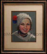 1p0004 SONJA HENIE original oil painting 1960s Mila Baine portrait in ornate frame!