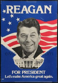 1p0243 RONALD REAGAN 15x22 political campaign 1980 for president, let's make America great again!
