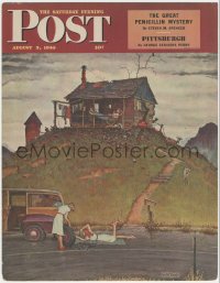 1p1026 SATURDAY EVENING POST 11x14 advertising poster 1946 Norman Rockwell art of women fixing tire!