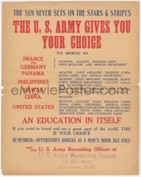 1p1079 U.S. ARMY GIVES YOU YOUR CHOICE 9x11 special poster 1940s serve in France, Germany & more!