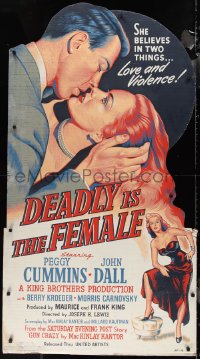 1p0022 DEADLY IS THE FEMALE standee 1950 sexy thrill crazy Peggy Cummins, film noir, ultra rare!