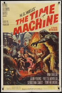 1p1635 TIME MACHINE 1sh 1960 H.G. Wells, George Pal, great Reynold Brown sci-fi artwork!