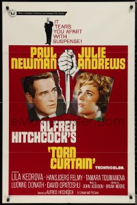 1p1637 TORN CURTAIN 1sh 1966 Paul Newman, Julie Andrews, Hitchcock tears you apart w/suspense!