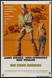 1p1640 TRAIN ROBBERS 1sh 1973 full-length Tanenbaum art of cowboy John Wayne & sexy Ann-Margret!
