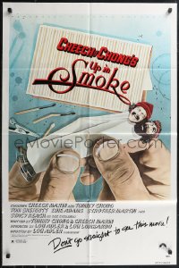 1p1645 UP IN SMOKE recalled 1sh 1978 Cheech & Chong marijuana drug classic, original tagline!