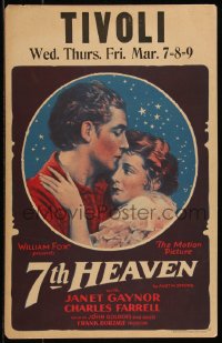 1p0414 7TH HEAVEN WC 1927 romantic art of Janet Gaynor & Charles Farrell, Frank Borzage!