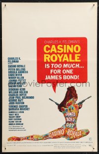 1p0423 CASINO ROYALE WC 1967 all-star James Bond spy spoof, sexy psychedelic art by Robert McGinnis!