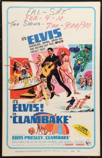 1p0426 CLAMBAKE WC 1967 McGinnis art of Elvis Presley in speed boat with sexy ladies, rock & roll!