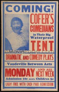 1p0427 COFER'S COMEDIANS stage play WC 1930s in their big waterproof tent, dramatic & comedy, rare!