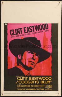 1p0429 COOGAN'S BLUFF WC 1968 art of Clint Eastwood in New York City, directed by Don Siegel!