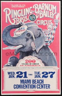 1p0497 RINGLING BROS & BARNUM & BAILEY CIRCUS WC 1975 wonderful art of clown riding elephant, rare!