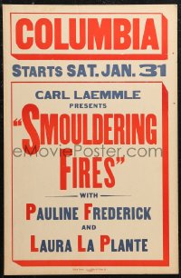 1p0507 SMOULDERING FIRES local theater WC 1925 Pauline Frederick, Laura La Plante, ultra rare!