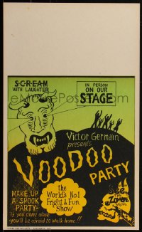 1p0069 VOODOO PARTY WC 1950s scream with laughter, see the zombie skull, spook show, wacky art!