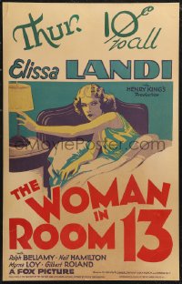 1p0531 WOMAN IN ROOM 13 WC 1932 art of woman involved in murder of man she didn't have affair with!