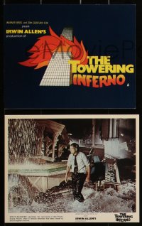 1p1856 TOWERING INFERNO 7 color English FOH LCs 1975 Fire Chief Steve McQueen, top cast, different!