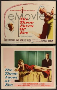 1p1335 THREE FACES OF EVE 8 LCs 1957 David Wayne, Joanne Woodward has multiple personalities!