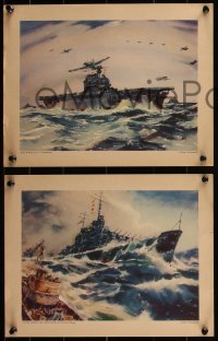 1p0903 ARTHUR BEAUMONT art portfolio 1944 Our Fighting Navy, contains 8 color prints of ships!