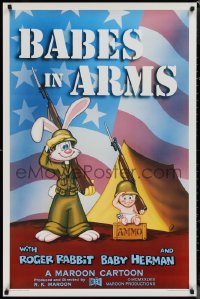 1r0943 BABES IN ARMS Kilian 1sh 1988 Roger Rabbit & Baby Herman in Army uniform with rifles!