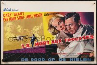 1r0241 NORTH BY NORTHWEST Belgian 1959 art of Grant & Saint + crop duster & Rushmore, Hitchcock!