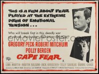 1r0452 CAPE FEAR British quad 1963 Gregory Peck, Robert Mitchum, classic film noir!