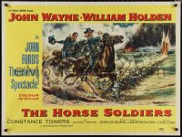 1r0469 HORSE SOLDIERS British quad 1959 art of U.S. Cavalrymen John Wayne & William Holden, rare!