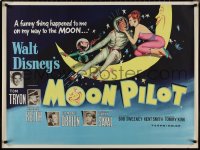 1r0479 MOON PILOT British quad 1962 Disney, wacky space man, chimp and moon girl art, ultra rare!