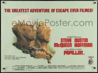1r0483 PAPILLON British quad 1973 prisoners Steve McQueen & Dustin Hoffman by Tom Jung, ultra rare!