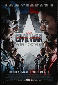 1r0983 CAPTAIN AMERICA: CIVIL WAR advance DS 1sh 2016 Marvel Comics, Chris Evans, Robert Downey Jr.!